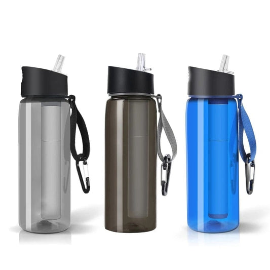 650ml Camping Survival Emergency Water Filter Filtration Bottle, Sports Water Purifier Bottle Water Kettles with Filter